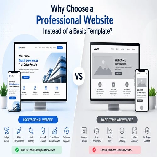 Professional website vs basic template website comparison