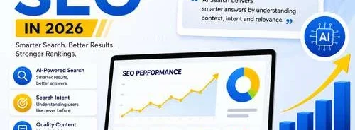 AI-powered search technology transforming SEO strategies in 2026 with smarter search results, user intent optimization, content relevance, and improved search rankings.