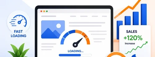 Professional infographic illustrating how fast-loading websites increase sales, generate quality leads, improve conversions, and drive business growth through website speed optimization.
