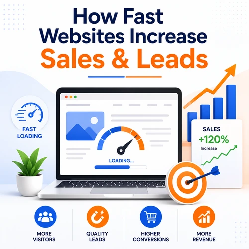 How Fast Websites Increase Sales & Leads Professional infographic illustrating how fast-loading websites increase sales, generate quality leads, improve conversions, and drive business growth through website speed optimization.