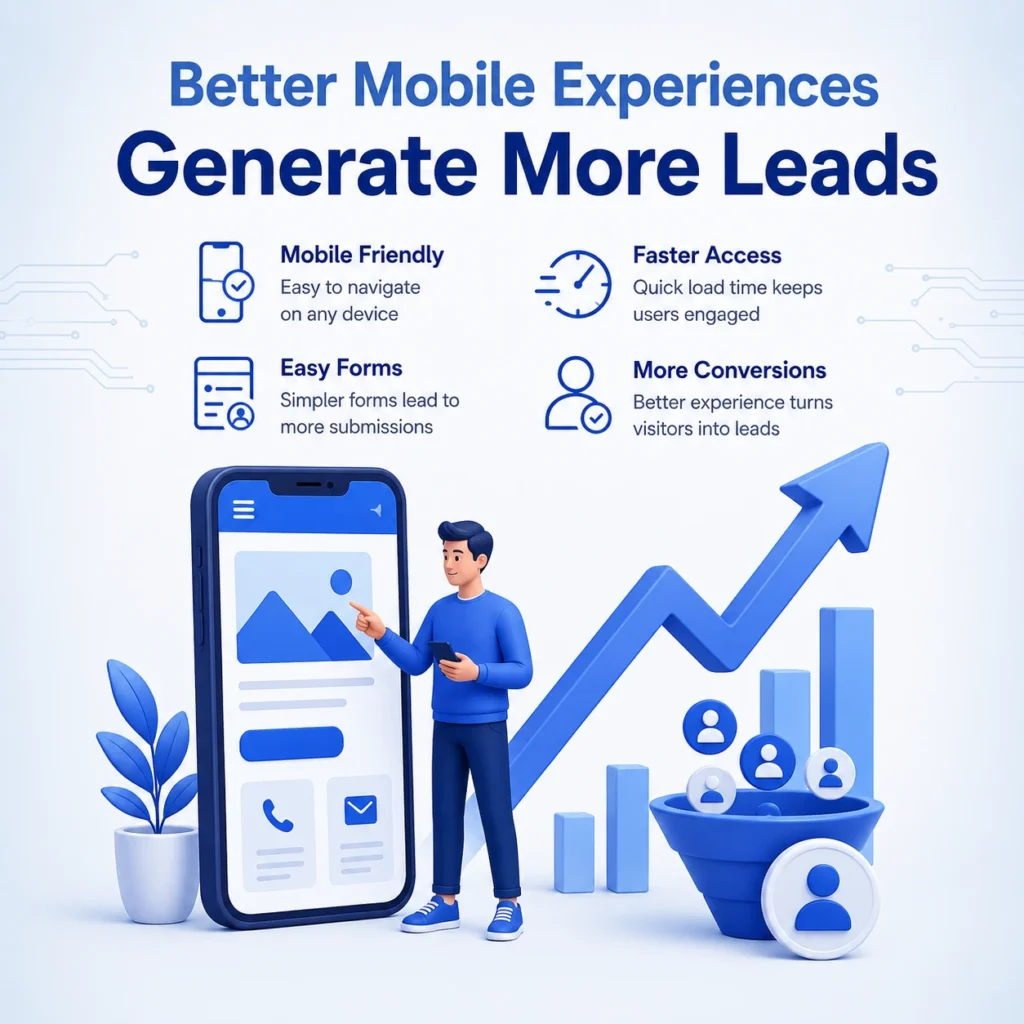 Mobile-friendly website design helping businesses generate more leads through better user experience and faster mobile performance.
