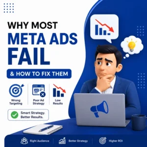 Business professional analyzing poor Meta Ads performance with strategies to improve Facebook and Instagram advertising results.