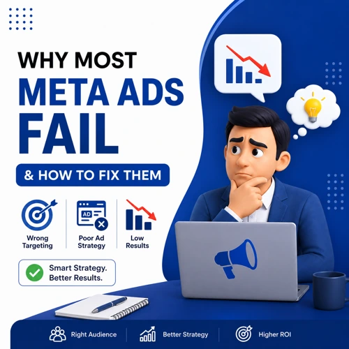 Business professional analyzing poor Meta Ads performance with strategies to improve Facebook and Instagram advertising results.