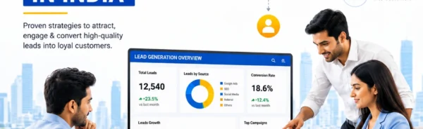 Professional digital marketing team analyzing lead generation data, sales funnel, and business growth strategies in India.