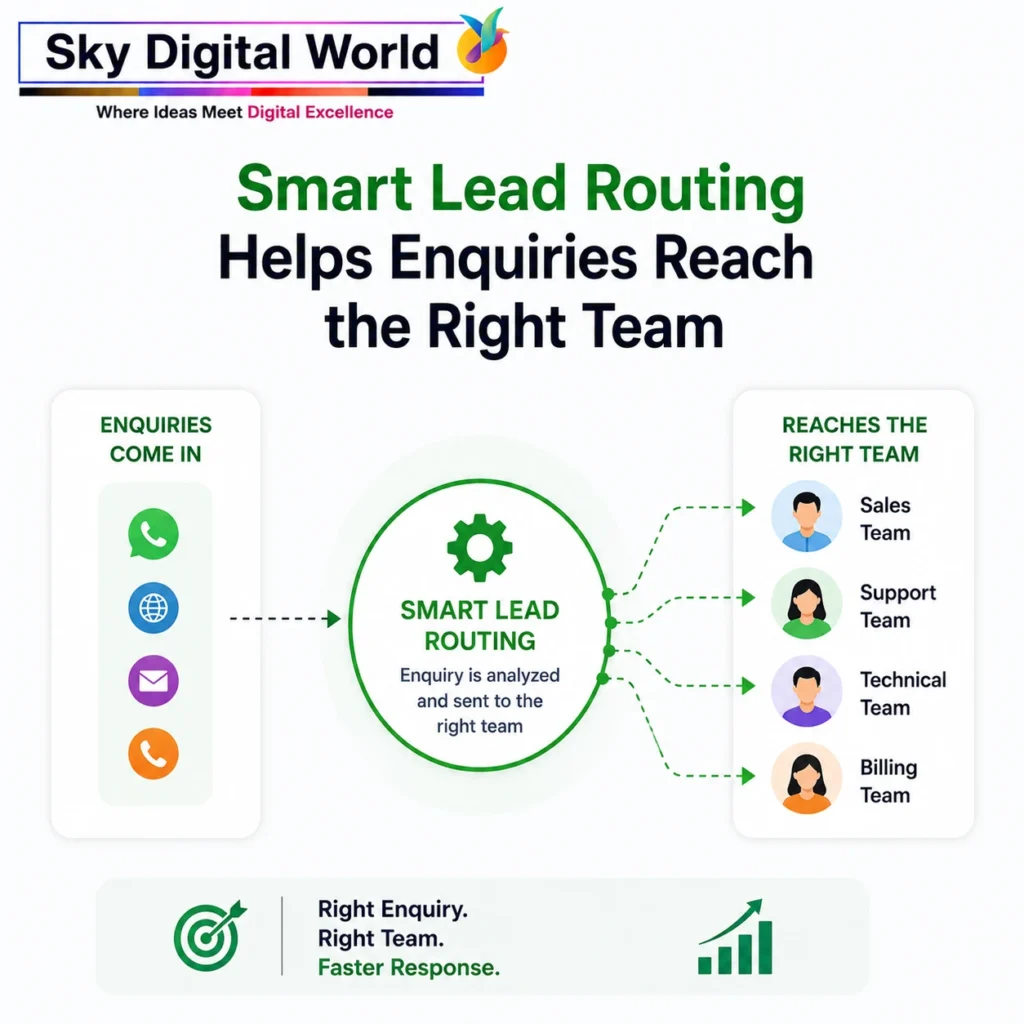 Smart lead routing helps business enquiries automatically reach the right sales, support, technical or billing team.
