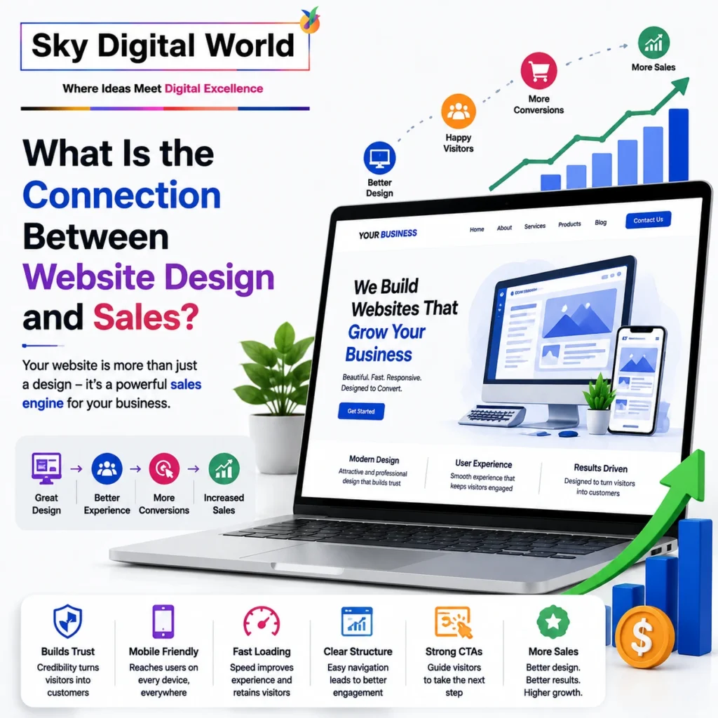 Professional website design impact on sales showing how user experience, responsive design, conversions, and business growth are connected.