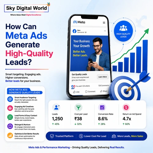 Meta Ads generating high-quality leads through smart audience targeting, engaging creatives, lead forms, retargeting, and performance marketing strategies.