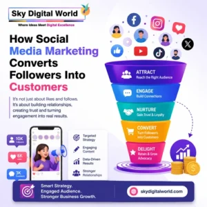 How social media marketing converts followers into customers through engagement, trust and targeted digital marketing strategies.