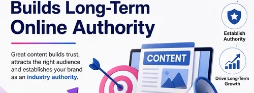 How content marketing builds long-term online authority through strategic content, SEO, audience engagement and brand trust.