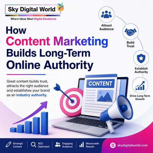How content marketing builds long-term online authority through strategic content, SEO, audience engagement and brand trust.
