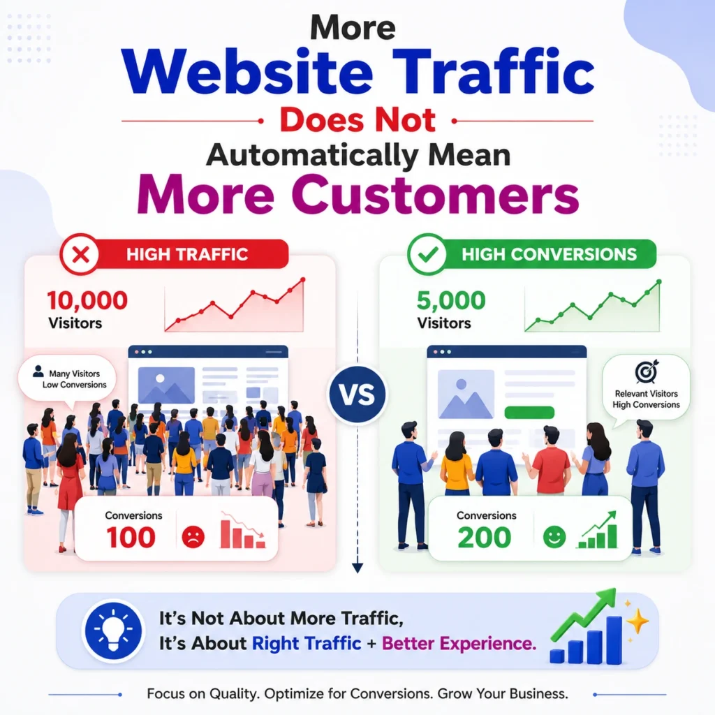 More website traffic does not automatically mean more customers – traffic vs conversion optimization