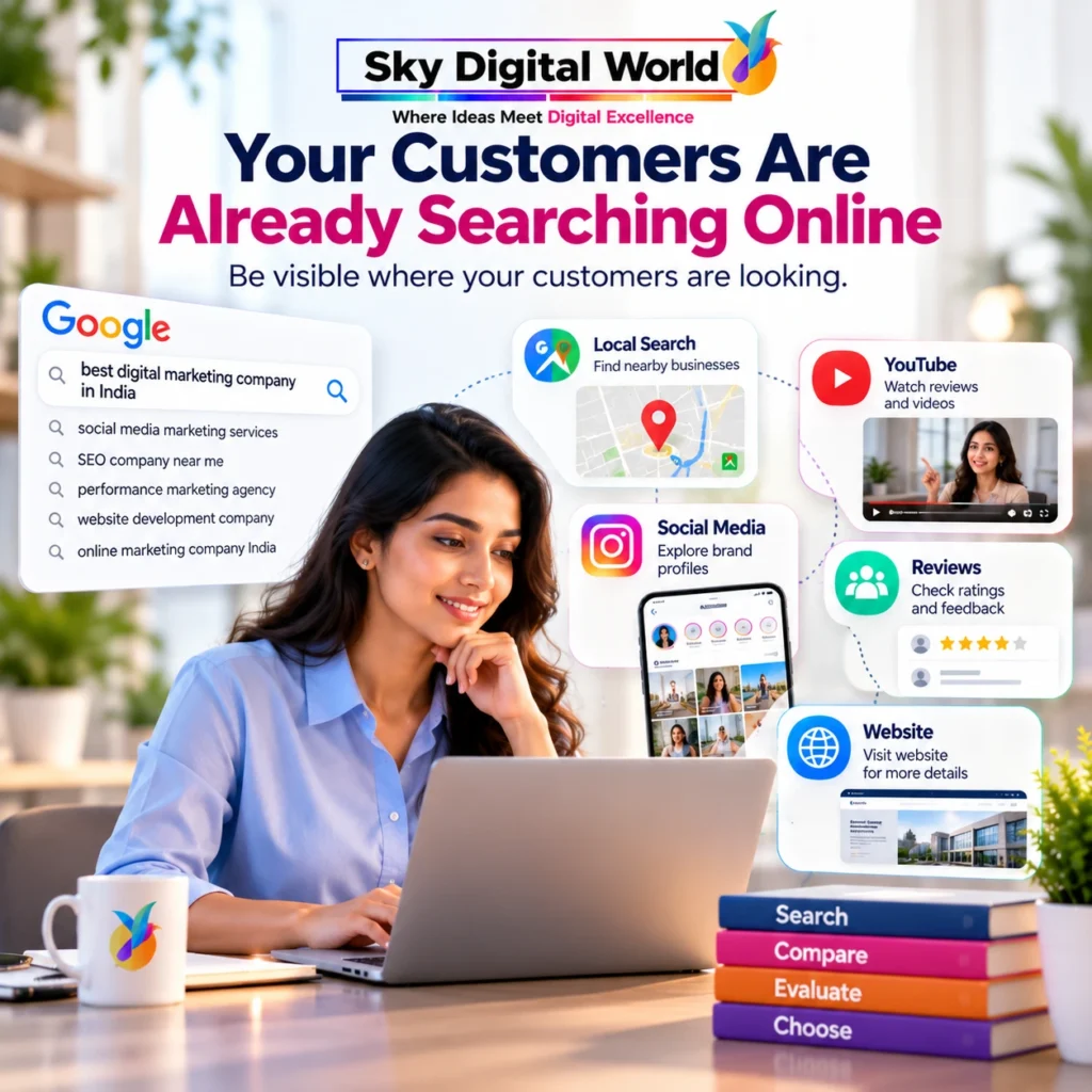 Online Marketing Company India helping businesses get discovered through Google Search, local search, social media, YouTube, reviews and websites