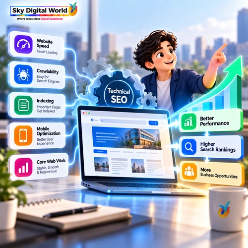 Technical SEO Company India improving website speed, crawlability, indexing, mobile optimization and search rankings