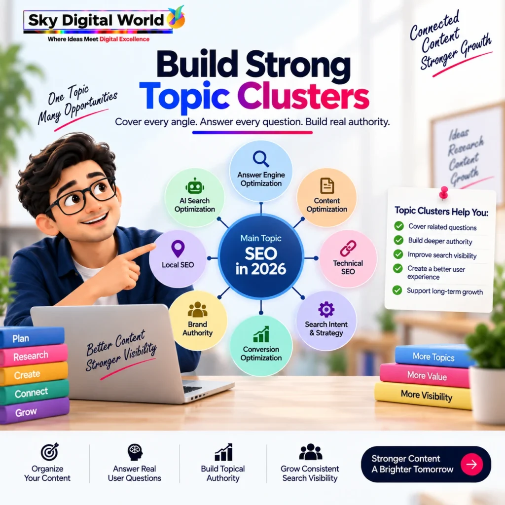 Strong topic cluster strategy for Answer Engine Optimization Services India connecting SEO, AEO, AI search, content and brand authority
