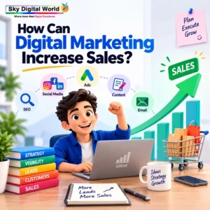 Digital marketing strategy using SEO, social media, ads, content and email marketing to generate leads and increase sales