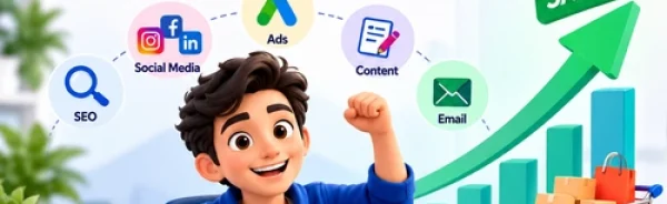 Digital marketing strategy using SEO, social media, ads, content and email marketing to generate leads and increase sales