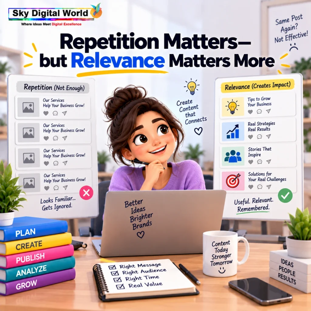 Brand content strategy showing why relevant and useful content is more effective than repeatedly publishing the same promotional message