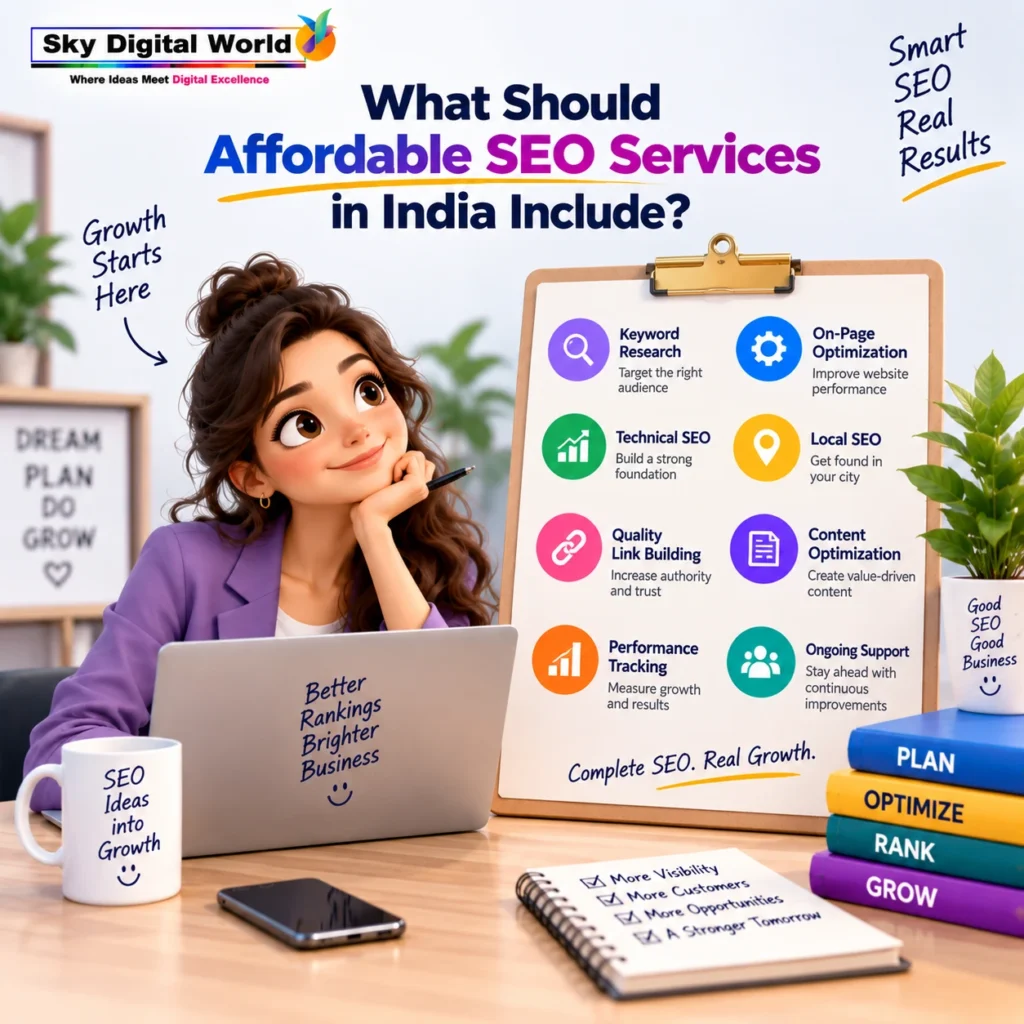 Affordable SEO Services in India including keyword research, on-page SEO, technical SEO, local SEO, content optimization and performance tracking