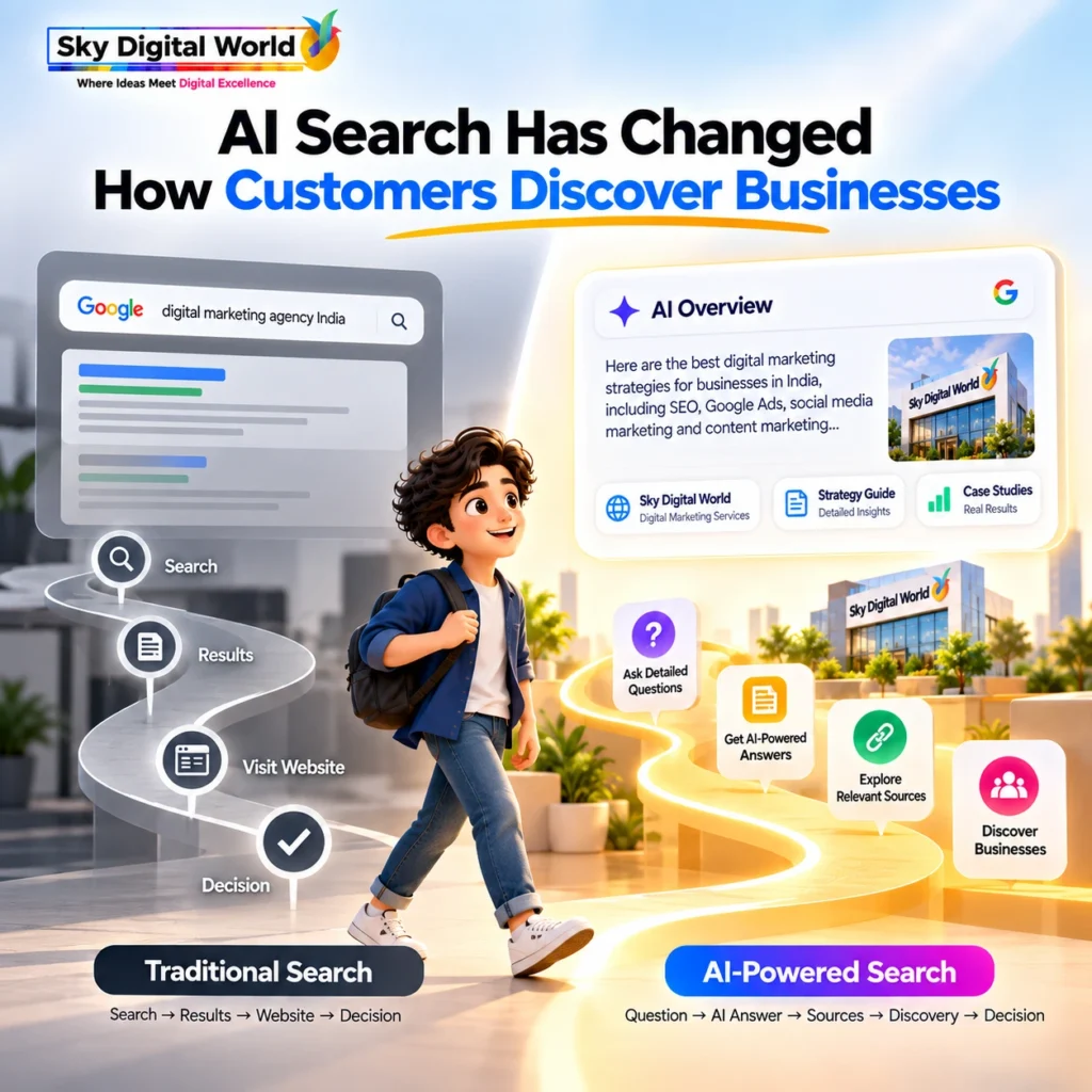 AI Search Optimization India showing how AI-powered search is changing the way customers discover and research businesses online