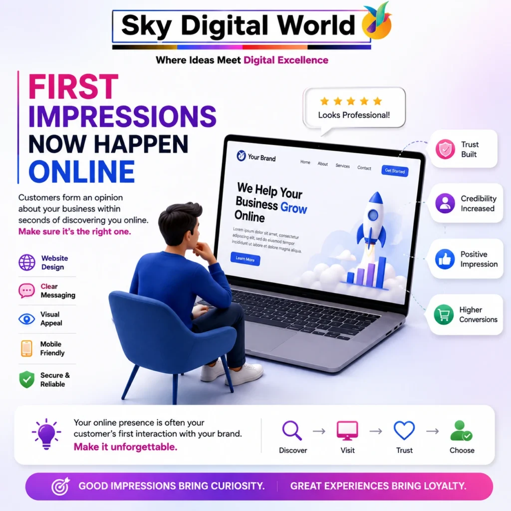 First impressions happen online through professional website design, clear branding and a strong digital presence