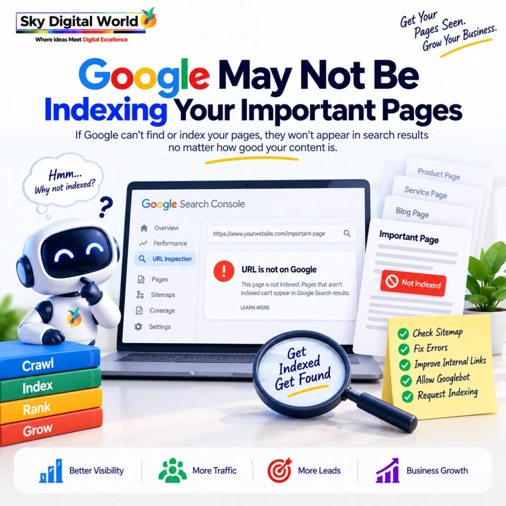 Google not indexing important website pages due to crawling, sitemap, technical SEO and internal linking issues