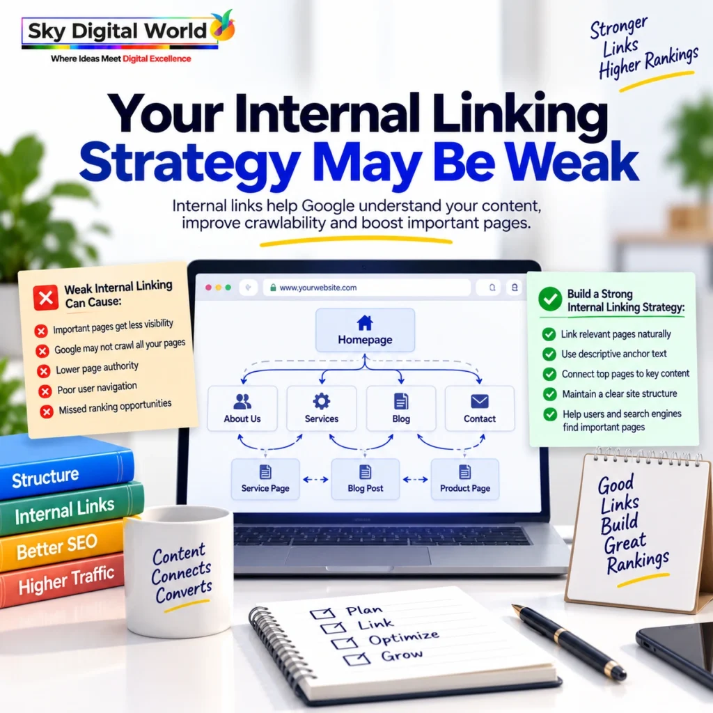 Weak internal linking strategy affecting Google crawlability, website authority, navigation and SEO rankings