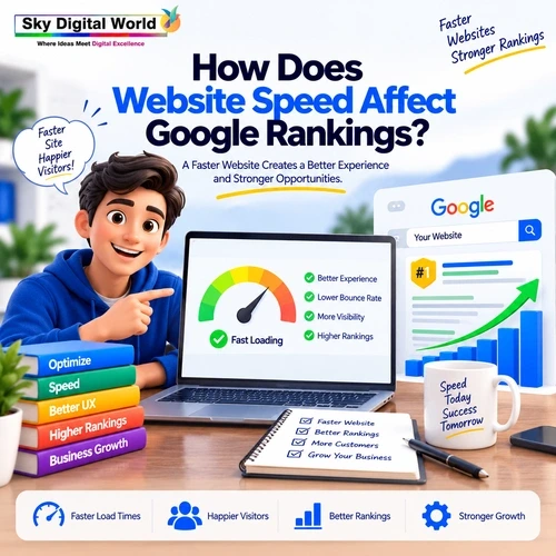 Website speed optimization showing how faster loading can improve user experience, website performance and support better Google rankings