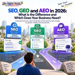 SEO GEO AEO Services India comparison explaining Search Engine Optimization, Generative Engine Optimization and Answer Engine Optimization in 2026