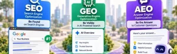 SEO GEO AEO Services India comparison explaining Search Engine Optimization, Generative Engine Optimization and Answer Engine Optimization in 2026