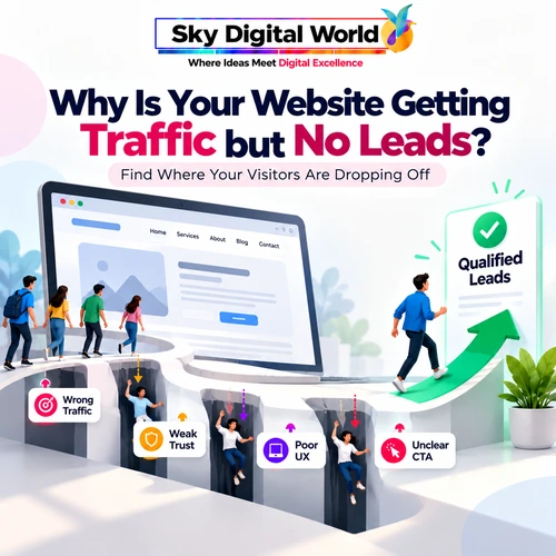 Website Conversion Optimization India showing why website traffic fails to generate leads due to wrong traffic, weak trust, poor UX and unclear CTA
