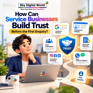 Service business building customer trust before the first enquiry through reviews, professional website, clear information and consistent branding
